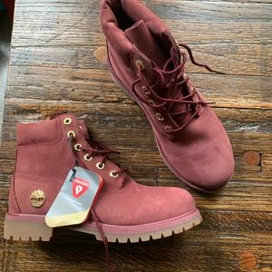 Maroon, Ankle-High Timberland Boots
